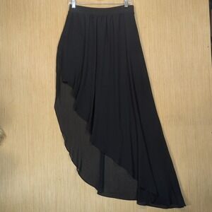 XOXO Black Asymmetrical High Low Chiffon Maxi Skirt Womens 9/10 Sheer Whimsygoth